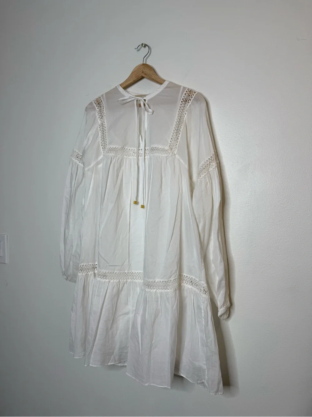 Michael Kors 100% Cotton Coastal Cottagecore ren fair prairie tiered white dress
